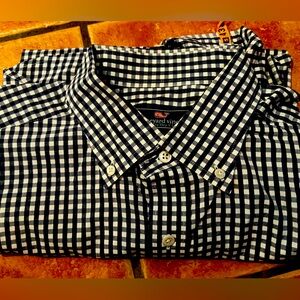 Black and white check long sleeved shirt